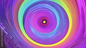 Floating rainbow spirals. Spirals in all the colors of the rainbow twist and expand, growing outward in fluid motions. Abstract texture, pattern. Stock Video