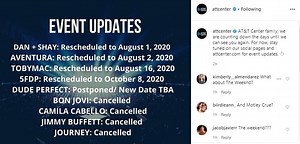 Here are the AT&T Center concerts that have been canceled or rescheduled