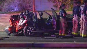 Four people pulled out of their SUV by SAFD heavy rescue team following three-vehicle collision on west side