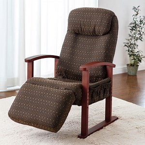 【寝られる椅子】リクライニング高座椅子 オットマン ヘッドレスト サイドポケット付き ブラウン YK-SNCH025【イス王国】