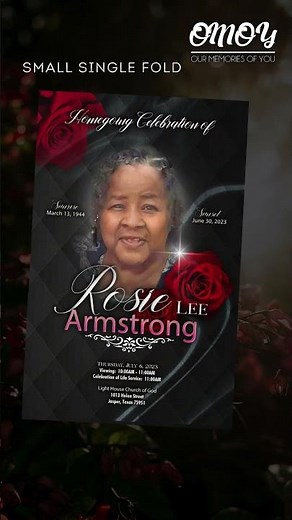 Rosie Armstrong Funeral Program Design - Small Single Fold