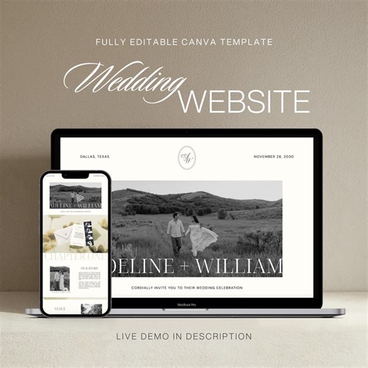Modern Boho Wedding Website Template With RSVP | Custom Editable Design (digital Download) - Etsy