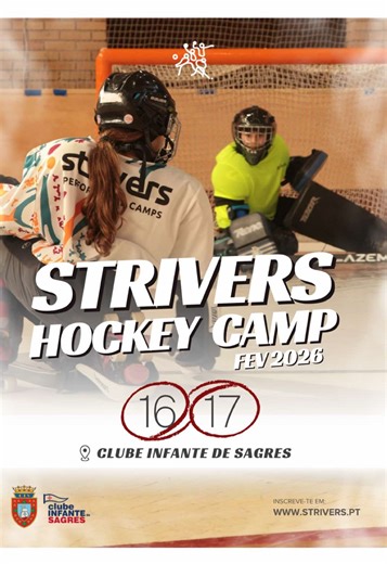 ✨STRIVERS HOCKEY CAMP✨ – Fevereiro 2026 já têm datas marcadas ! Durante dois dias, criamos um contexto de treino exigente, focado no desenvolvimento da performance dos nossos atletas. 🗓️ 16 e 17 de fevereiro 📍 Clube Infante de Sagres As inscrições já estão abertas para te tornares um verdadeiro Striver ! INSCREVE-TE — www.strivers.pt #strivers #performancecamp #hockeycamp #2026 #hoqueiempatins