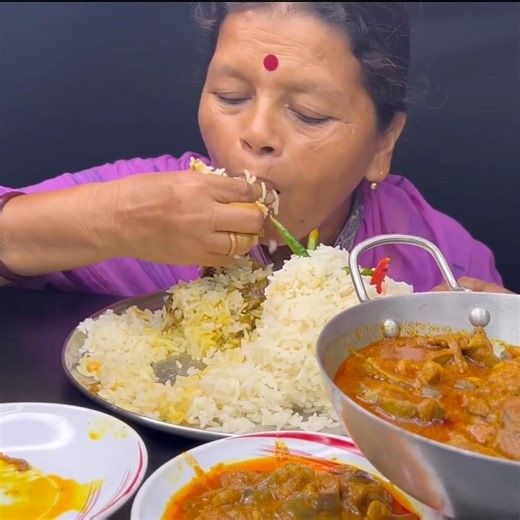 SPICY MUTTON CURRY🔥 BASMATI RICE || #shorts #mukbangn #asmreating #mukbangasmr #asmr