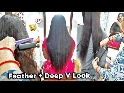 Perfect Deep V Haircut with Straightening ✂️✨| Step-by-Step Feather & Layer Cut Tutorial