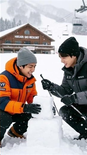 Taehyung and Jungkook playing in the snow #shorts #taehyung #jungkook #bts_official_bighit