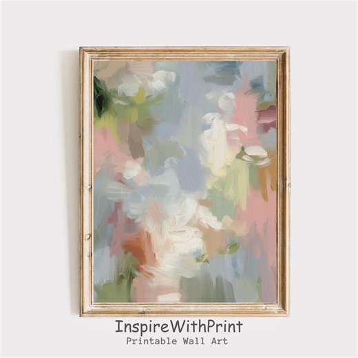 Pastel Abstract Wall Art Printable, Modern Minimalist Blush Neutral Painting, Contemporary Digital Download, Moody Spring Landscape Art - Etsy