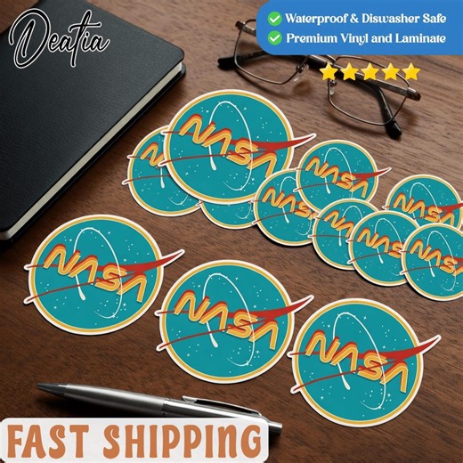 Retro NASA Logo Sticker, Vintage Space Aesthetic Decal, Cosmic Laptop Sticker, Waterproof Vinyl Sticker, Space Lover Gift - Etsy