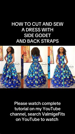 Have you tried to make this stylish Godet dress with gathers for yourself but couldn’t get the technique to cutting it? Well now you have it😊 You can watch complete tutorial on my YouTube channel, search ValmigeFits to watch from start to finish. #sewingtutorial #sewingtips #sewingtricks #valmigefits #sewingdiy