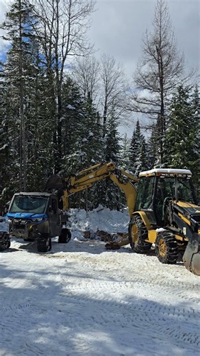 Epic Winter Wood Loading: Side-by-Side Meets Backhoe on Rural Land! ❄️