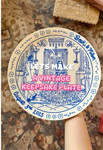 Adding people to my plate design artwork 😍 Handmade painted plate Blue white vintage plate DIY painted plate