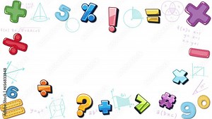 Background full of math signs and symbols with formula border frame template.