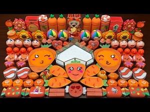 FULL CARROT ORANGE - Mixing Random Things Into Glossy Slime ! Satisfying Slime Videos #1209