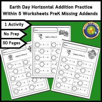 Earth Day Addition Math 5 Fact Fluency Place Value Logic Puzzle Number Practice