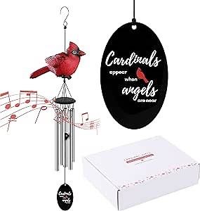 YOUNTASY Cardinal Gifts, Cardinal Wind Chimes, Cardinal Memorial Gifts for Loss of Loved One, Sympathy Gift Ideas for Bereavement, Condolence, Remembrance, Red Cardinal Figurine Decor, 26" Small Size