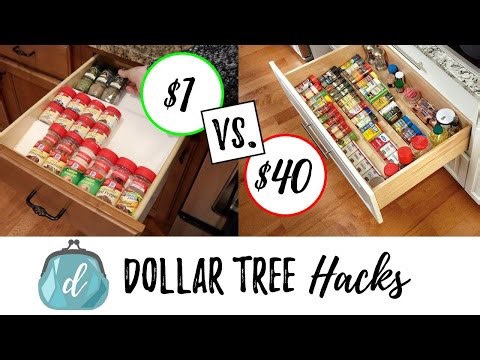 DOLLAR TREE HACKS to organize spice drawers + cabinets