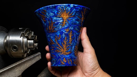 Woodturning pine cones into a stunning epoxy resin vase!