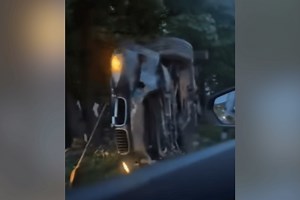 Driver escapes flipped BMW uninjured after Surprise View crash