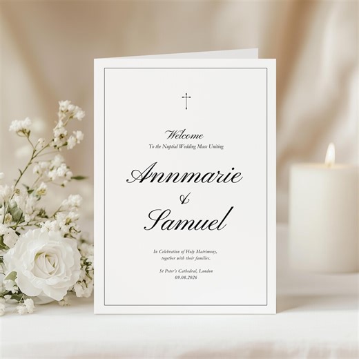 Catholic Mass Wedding Program Template Canva, Printable Church Ceremony Order of Service, Minimalist Church Wedding Booklet PP03 - Etsy