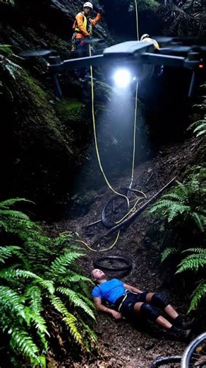 Forest Rescue Team Saves Cyclist After Sudden Fall Down Steep Slope