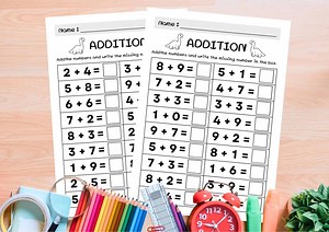 10 Printable Addition Worksheets, Fill in the Blanks - Maths Practice. - Etsy Canada