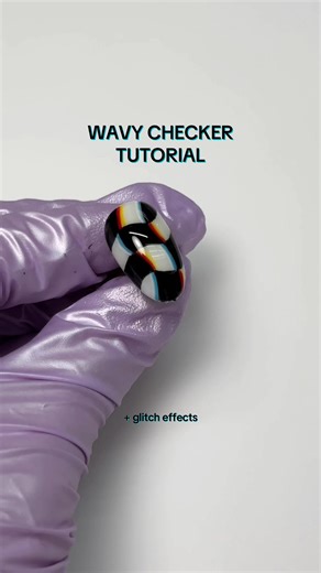 Wavy Checker Nail Art Tutorial with Glitch Effects