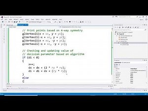 #6 Code of Midpoint algorithm for ellipse drawing using OPENGL C++ شرح بالعربي