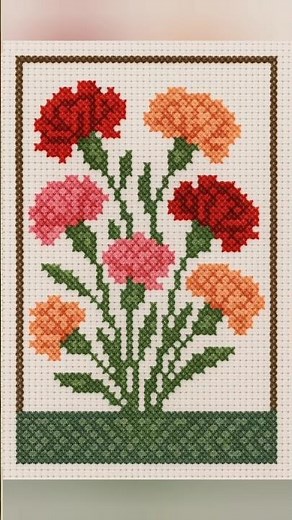 Cross stitch flower embroidery design//Punto cruzo