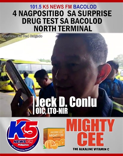 41K views · 469 reactions | Apat ka mga drayber sang modernized kag traditional jeepney ang nagpositibo sa surprise drug test nga ginpatigayon sa Bacolod North Terminal sini nga Oktubre 30. | K5 News FM Bacolod 101.5 | Facebook