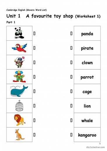 YLE Movers word list Unit 1 Toy Shop (1)