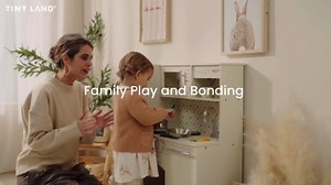 Tiny Land Play Kitchen for Kids, Upgraded Wooden Kitchen Toy with Complete Play Areas, Pretend Cooking Set with Sink, Stove, Microwave, Toy Coffee Station & Storage for Kids Ages 3+