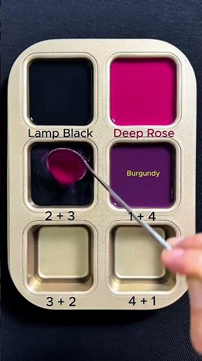 Combining Two Contrasting Colors: Lamp Black + Deep Rose #colormixing #asmr #mix #colors #art