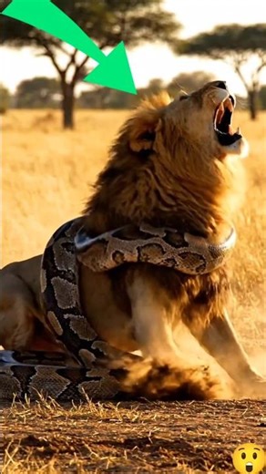 Lion vs Python Fight 😱🐍 | King of Jungle in Trouble! #youtubeshorts #animals #shorts #viral