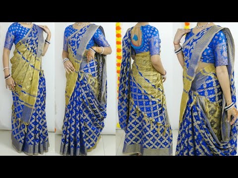 Heavy Satin Silk Saree Draping For Beginners | Saree Draping New Tips & Trick Step by Step