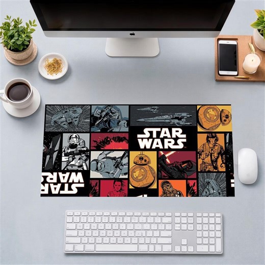 Star Wars Inspired Mouse Pad, Galactic Empire Desk Mat,deep Space Crater Aesthetic,sci-fi Landscape Office Decor,blue Nebula Gaming Mousepad - Etsy