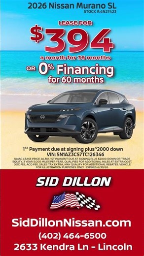 June 2026 Nissan Altima, Kicks & Murano Specials | Sid Dillon Nissa30 Vert