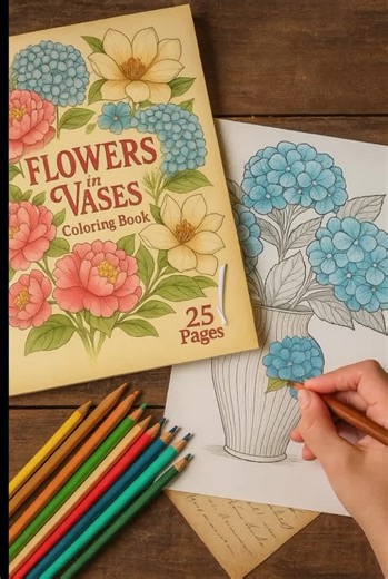Flower Coloring Book - 25 Botanical Flower Pages in Vases L PDF for Adults - Etsy
