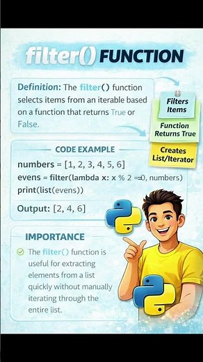 filter function in python #pythonprogramming #pythonfunctions ‪@CodeWithHarry‬