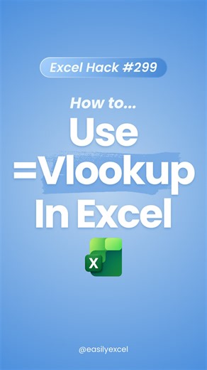 Don’t know how to use Vlookup? Watch THIS! 🤯 Learn how to lookup data in Excel using the Vlookup function! #excel #spreadsheets #accounting #exceltips #workhacks | Easilyexcel