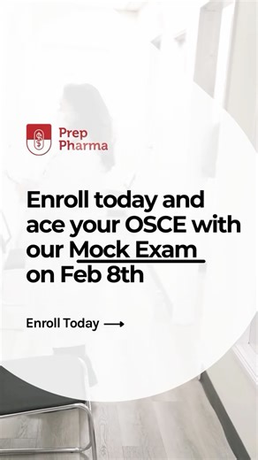 Prep Pharma on Instagram: "Practice for your OSCE & pass your exam 💥 Simulate the real exam with our OSCE Mock Exam – February 8th, 2026 🧠 11 OSCE stations 🎭 Interactive & non-interactive scenarios 💻 Online & in-person options 👨‍⚕️ Expert pharmacist feedback session and networking 📊 Identify gaps & improve performance before exam day Train under real exam conditions. Build confidence. Perform when it matters. 👉 Enroll now – limited spots available"
