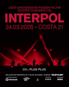 ¿QUÉ CANCIONES NO PUEDEN FALTAR EN EL CONCIERTO DE #INTERPOL ?⚡ Las leyendas del indie rock llegan a Lima y queremos saber qué canciones no pueden faltar en este electrizante concierto.⚡ Dejanos los nombres de tus canciones favoritas en los comentarios. 😎 #InterpolEnLima2026 24 de Marzo - Costa 21🌊 🕙 Inicio de preventa martes 07 de octubre a las 10 AM 👉🏼 Entradas a la venta en Teleticket 🎫 👉🏼 Preventa Interbank: 07 - 08 de octubre o hasta agotar stock. 📻 Radio oficial: Radio Oxigeno 🎸 