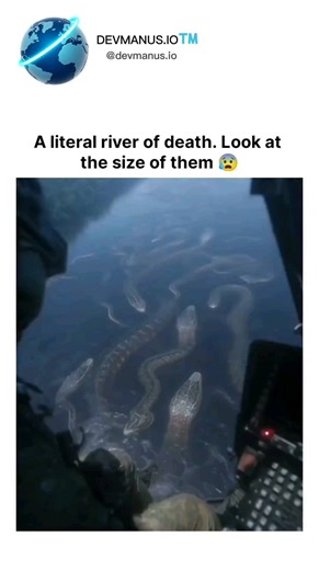 Devmanus.io on Instagram: "Follow in 10s The post shares a viral AI-generated video from a helicopter cockpit showing a river teeming with dozens of massive anacondas wriggling on the surface, amassing over 3.6 million views since January 13, 2026. Fact-checks by Snopes and AFP reveal the footage was created using OpenAI's Sora model, citing unnatural snake floating behavior and visual artifacts; real anacondas rarely congregate in such visible, dense groups. Replies blend terror at the eerie re