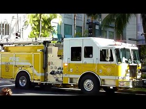 緊急走行!!1キロ先からも聞こえる大音量サイレンで爆走するアメリカン消防車 Emergency !! Honolulu Fire Engine at Waikiki