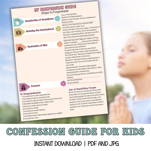Catholic Confession Guide Prayer Card for Kids (PDF) - Etsy