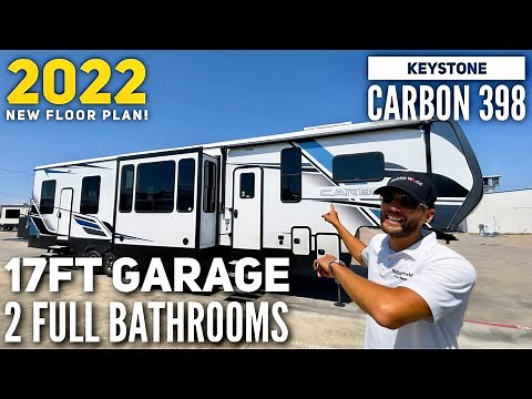 17ft Garage with 2 FULL Bathrooms! | New 2022 Keystone Carbon 398 Toy Hauler