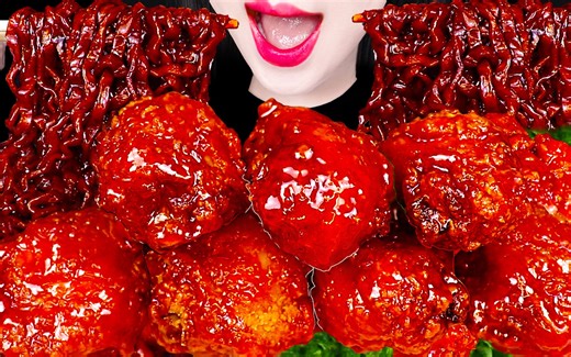 Jane ASMR FRIED CHICKEN, NOODLES EATING