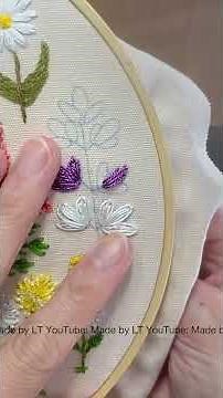 Flower Petals Embroidery with Metallic Threads Part 1 #howtoembroider #flowerembroidery