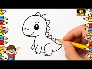 How to Draw a Dinosaur Easy | Cute Dinosaur Drawing for Kids | Cute Dinosaur Drawing for Beginners 🦖