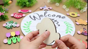 Geetery Interchangeable Welcome Sign for Front Door Halloween Christmas Decorations Seasonal Wooden Gnome Door Hanger Wreath 12 Inches Farmhouse Rustic Wall Home Sign with Interchangeable Holiday