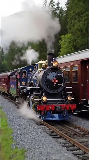 Royal Blue Steam Train in Foggy Mountains | 4K Cinematic Luxury Railway Journey